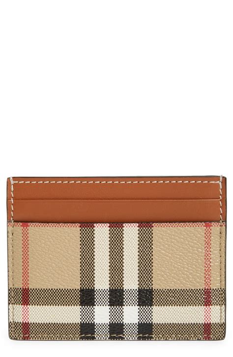 burberry sandon canvas & leather card case - archive beige|Burberry Sandon Check Canvas & Leather Card Case .